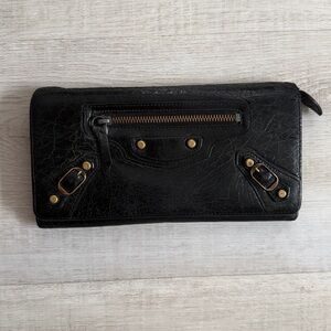 Balenciaga Black Lambskin Leather Classic Wallet